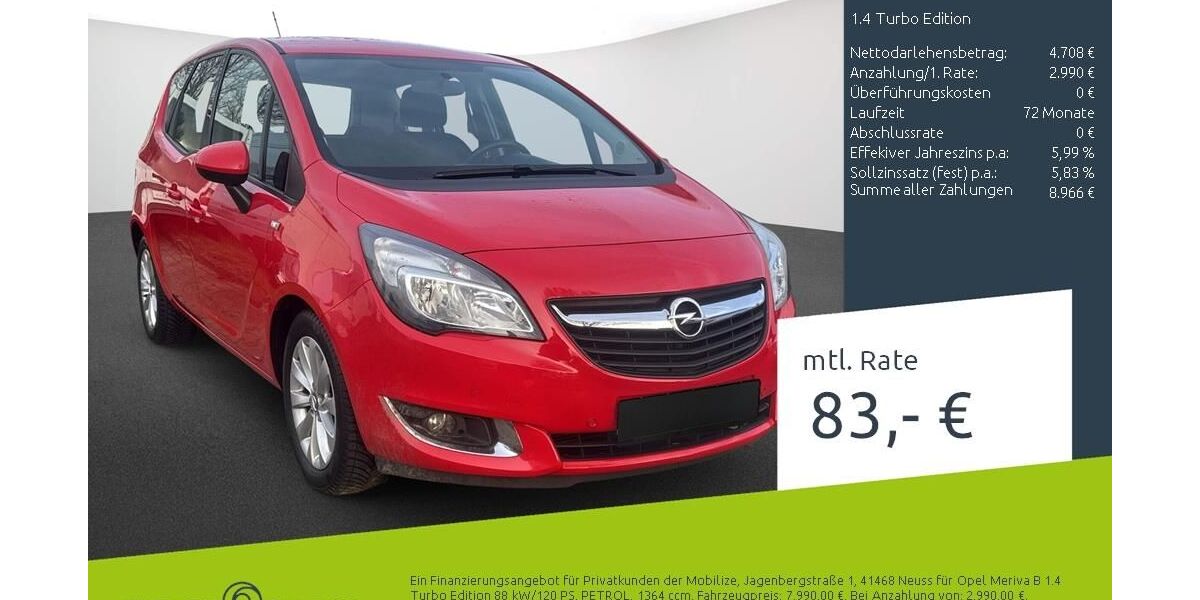 Opel Meriva 108.325 km 7.240 &euro; Stuhr 28816